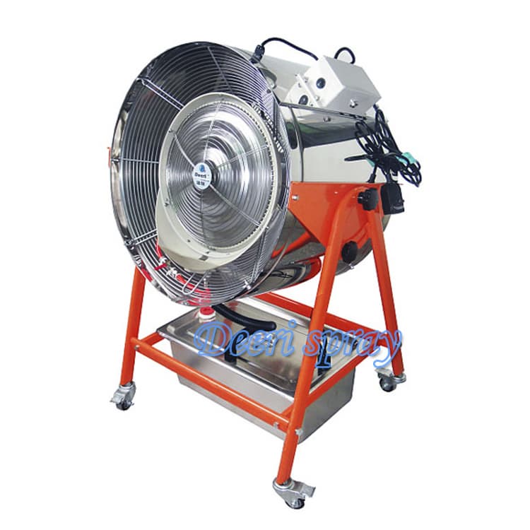 Standing portable misting water spray blower for industry
